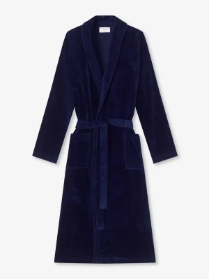 Derek Rose Secret Message|View All>Bathrobe Navy Blue