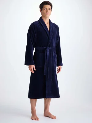Derek Rose Secret Message|View All>Bathrobe Navy Blue