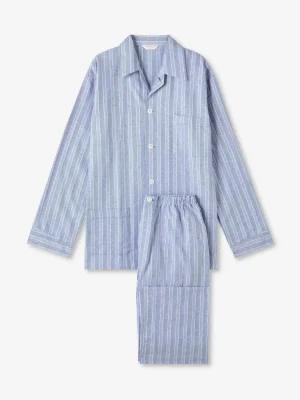 Derek Rose Warm Pyjamas|View All>Classic Fit Pyjamas Mid Blue