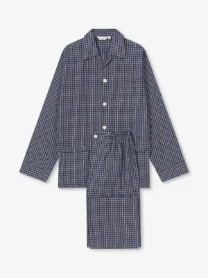 Derek Rose Warm Pyjamas|View All>Classic Fit Pyjamas Navy Blue