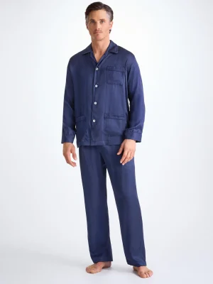 Derek Rose Lightweight Pyjamas|View All>Classic Fit Pyjamas Navy Blue