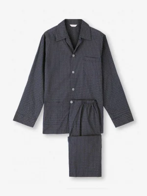 Derek Rose Lightweight Pyjamas|View All>Classic Fit Pyjamas Navy Blue