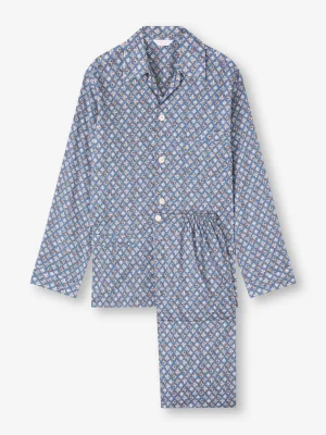 Derek Rose Lightweight Pyjamas|View All>Classic Fit Pyjamas Blue Multi