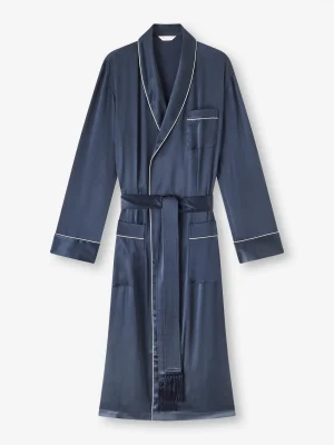 Derek Rose Gowns & Robes|View All>Dressing Gown Navy Blue