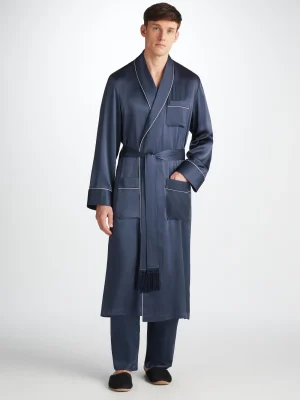 Derek Rose Gowns & Robes|View All>Dressing Gown Navy Blue