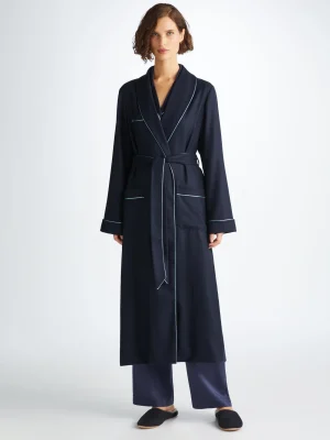 Derek Rose View All|View All>Dressing Gown Navy Blue