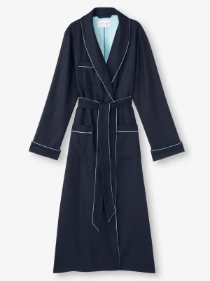Derek Rose View All|View All>Dressing Gown Navy Blue