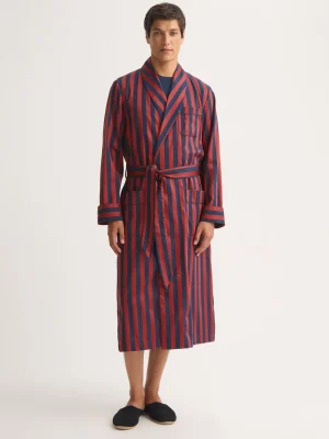 Derek Rose Dressing Gowns|View All>Dressing Gown Navy Blue & Red