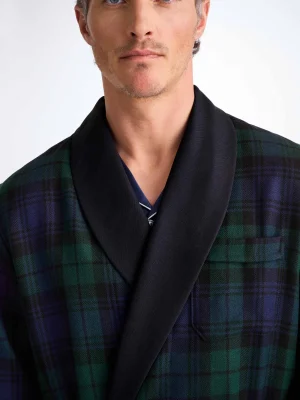 Derek Rose Smoking Jackets|View All>Dressing Gown Navy Blue