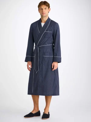 Derek Rose Dressing Gowns|View All>Dressing Gown Navy Blue