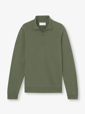 Derek Rose T-Shirt & Tops|View All>Half-Zip Pullover Soft Green