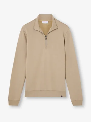 Derek Rose T-Shirt & Tops|View All>Half-Zip Pullover Taupe