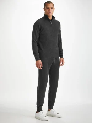 Derek Rose Cashmere Sets|View All>Half-Zip Sweater And Track Pants Set Charcoal