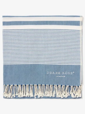 Derek Rose View All|View All>Hammam Towel Mid Blue