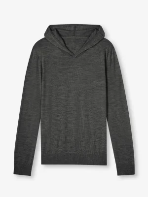 Derek Rose Knitwear|View All>Hoodie Charcoal