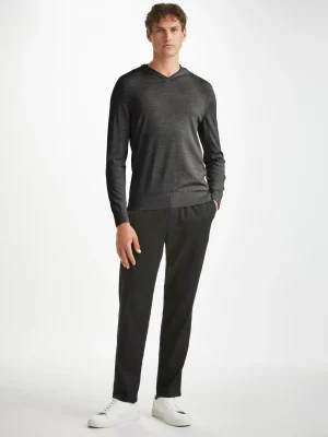 Derek Rose Knitwear|View All>Hoodie Charcoal