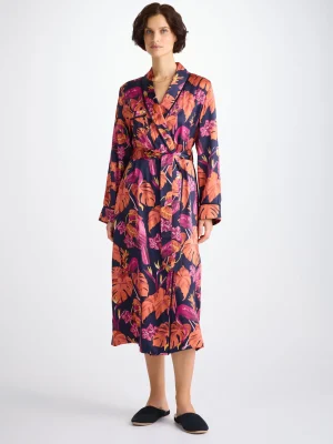 Derek Rose Gowns & Robes|View All>Long Dressing Gown Navy Blue