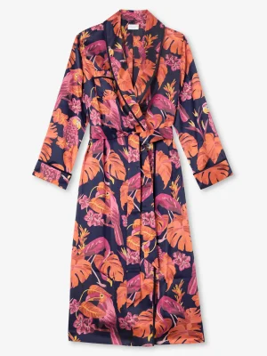 Derek Rose Gowns & Robes|View All>Long Dressing Gown Navy Blue