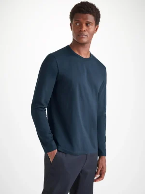 Derek Rose Long Sleeve T-Shirts|View All>Long Sleeve T-Shirt Navy Blue