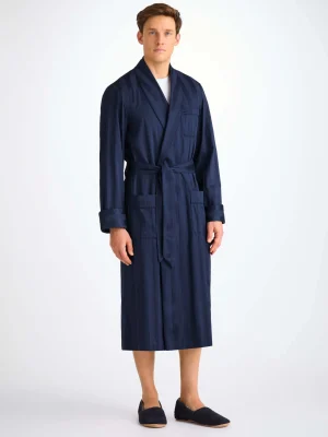 Derek Rose Gowns & Robes|View All>Men’s Dressing Gown Navy Blue