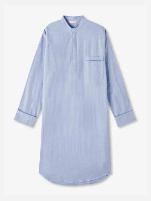 Derek Rose Warm Pyjamas|View All>Nightshirt Light Blue