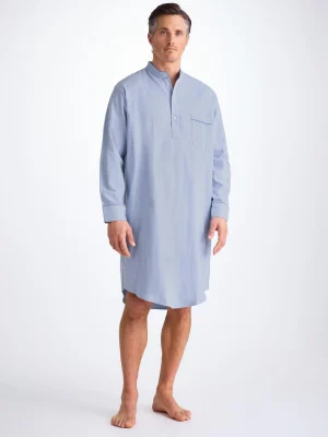 Derek Rose Warm Pyjamas|View All>Nightshirt Light Blue