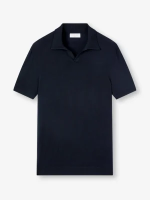 Derek Rose Resort Wear|View All>Polo Shirt Navy Blue