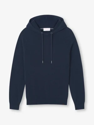 Derek Rose Hoodies|View All>Pullover Hoodie Navy Blue