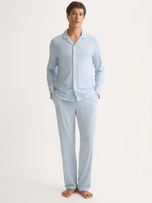 Derek Rose Long Pyjamas|View All>Pyjamas Light Blue