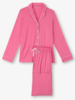 Derek Rose Mid Weight Pyjamas|View All>Pyjamas Flamingo Pink