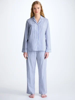Derek Rose Mid Weight Pyjamas|View All>Pyjamas Light Blue