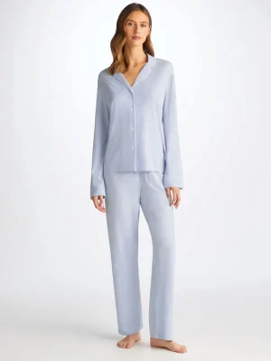 Derek Rose Mid Weight Pyjamas|View All>Pyjamas Light Blue Marl
