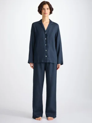 Derek Rose Lightweight Pyjamas|View All>Pyjamas Navy Blue