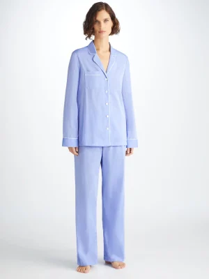 Derek Rose Lightweight Pyjamas|View All>Pyjamas Mid Blue
