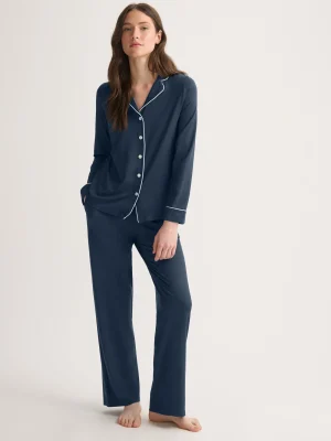 Derek Rose Mid Weight Pyjamas|View All>Pyjamas Navy Blue