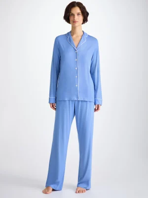 Derek Rose Mid Weight Pyjamas|View All>Pyjamas Cornflower Blue