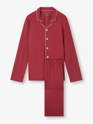 Derek Rose Mid Weather Pyjamas|View All>Pyjamas Rustic Red