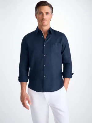 Derek Rose Resort Wear|View All>Shirt Navy Blue