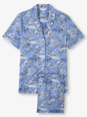 Derek Rose Lightweight Pyjamas|View All>Short Pyjamas Mid Blue