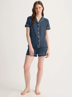 Derek Rose Mid Weight Pyjamas|View All>Short Pyjamas Navy Blue