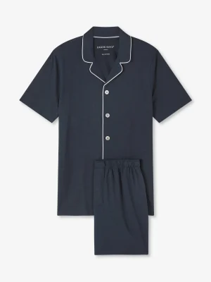 Derek Rose Mid Weather Pyjamas|View All>Short Pyjamas Navy Blue