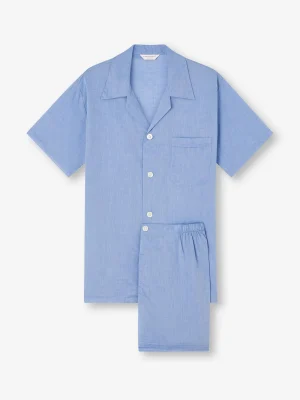 Derek Rose Short Pyjamas|View All>Short Pyjamas Mid Blue