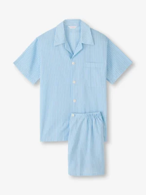 Derek Rose Lightweight Pyjamas|View All>Short Pyjamas Light Blue