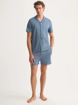 Derek Rose Mid Weather Pyjamas|View All>Short Pyjamas Storm Blue