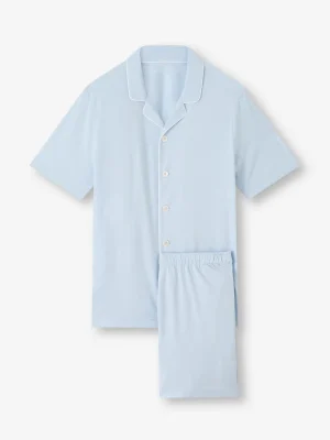 Derek Rose Mid Weather Pyjamas|View All>Short Pyjamas Light Blue