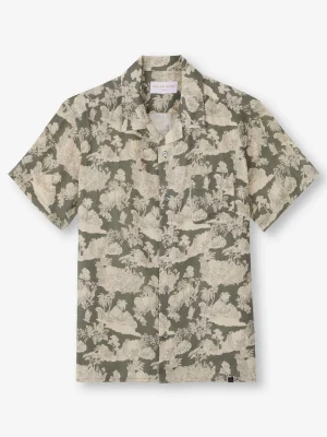 Derek Rose Resort Wear|View All>Short Sleeve Shirt Khaki