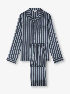 Derek Rose Lightweight Pyjamas|View All>Silk Pyjamas Navy Blue