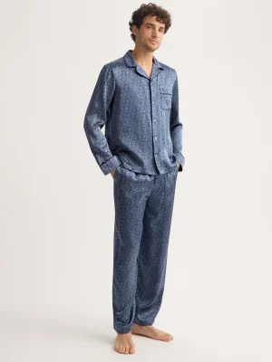 Derek Rose Lightweight Pyjamas|View All>Silk Pyjamas Navy Blue