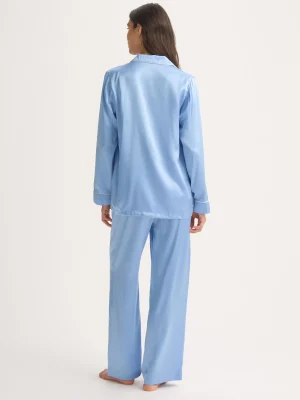 Derek Rose Plain Pyjamas|View All>Silk Pyjamas Cloud Blue
