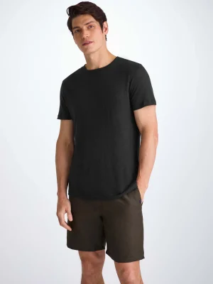 Derek Rose Linen T-Shirts|View All>T-Shirt Black